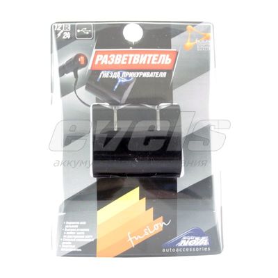 Разветвитель прикуривателя "Nova Bright" 2 гнезда+1USB-порт+предохранитель, со светодиодной подсветк — основное фото